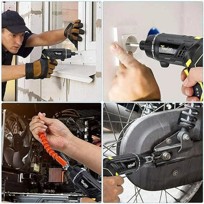 Rechargeable 3.6V Electric Screwdriver with Rotating Handle & 30-Piece Bit Set | USB Charging | Compact & Powerful