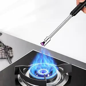 Electric Rechargeable Plasma Gas Lighter – 360° Flexible, Windproof, USB Type-C, 1 Year Warranty | Kitchen & Pooja Use