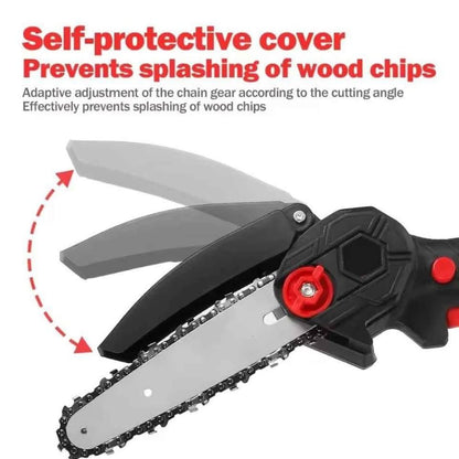 Cordless Battery-Powered Electric Chainsaw for Tree Trimming & Wood Cutting
