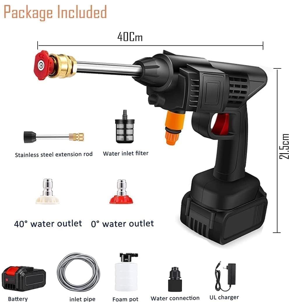 48V Cordless High Pressure Car Washer – 12000mAh | 5M Hose | Adjustable Nozzle