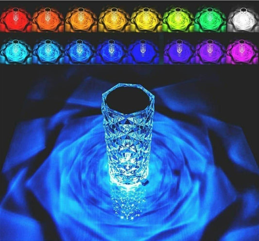 Crystal Diamond RGB Rose Table Lamp – 16 Color Changing LED Touch Lamp (Multi-Color)