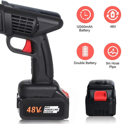 48V Cordless High Pressure Car Washer – 12000mAh | 5M Hose | Adjustable Nozzle