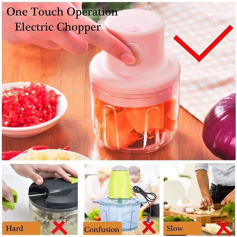 Electric Mini Garlic & Vegetable Chopper – 250ml USB Rechargeable Food Processor