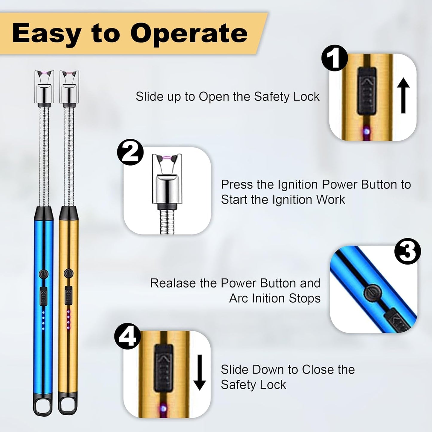 Electric Rechargeable Plasma Gas Lighter – 360° Flexible, Windproof, USB Type-C, 1 Year Warranty | Kitchen & Pooja Use