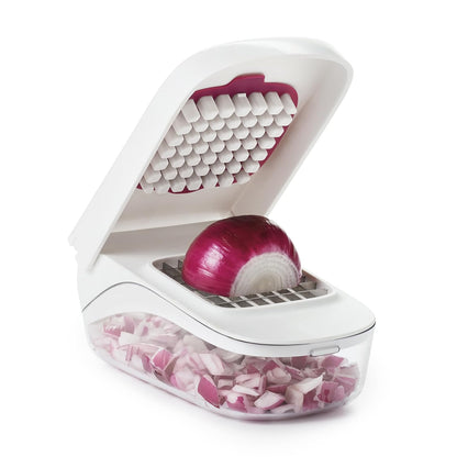 Stainless Steel Good Grips Vegetable & Onion Chopper – Easy Pour Multipurpose Cutter (White)
