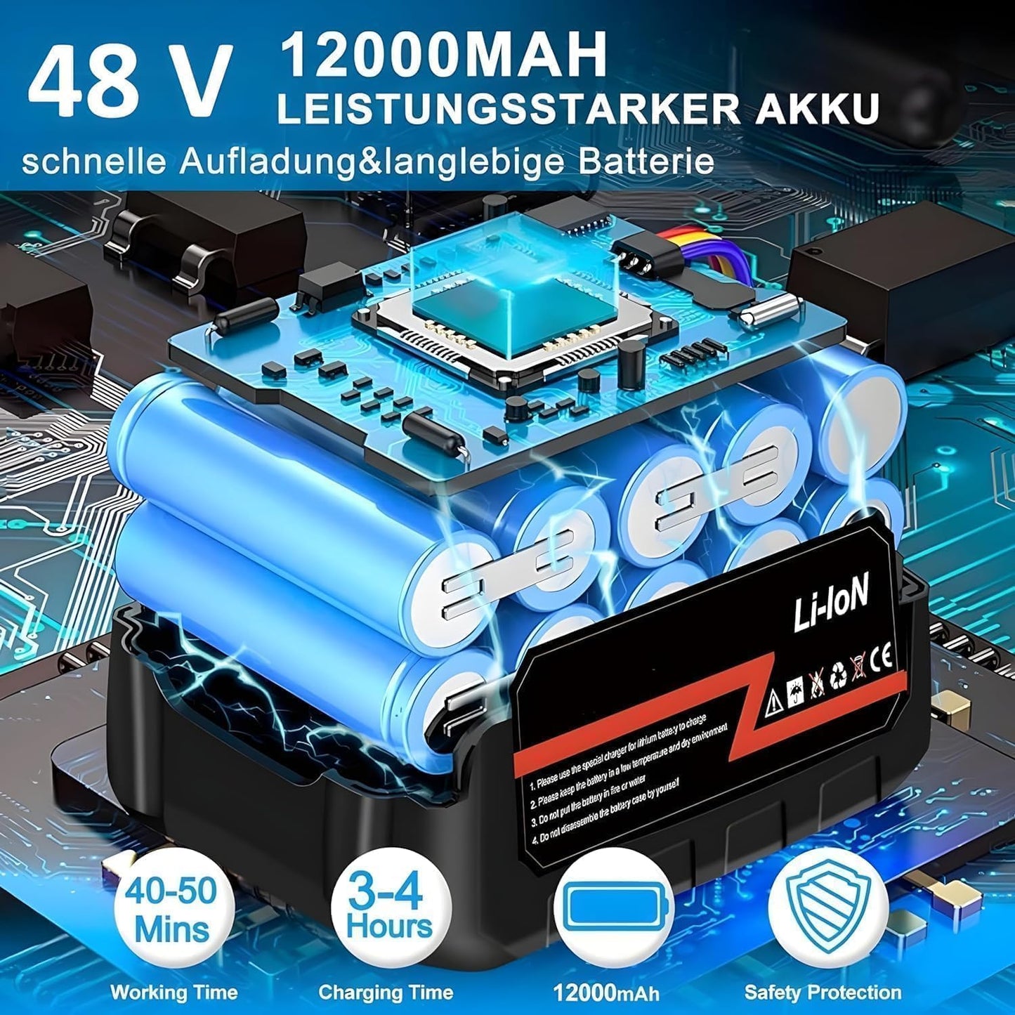 48V Cordless High Pressure Car Washer – 12000mAh | 5M Hose | Adjustable Nozzle