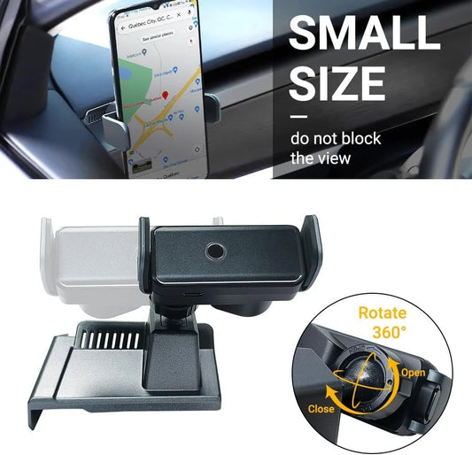 Automatic Opening & Closing Car Phone Holder with 360° Rotation & USB Charging