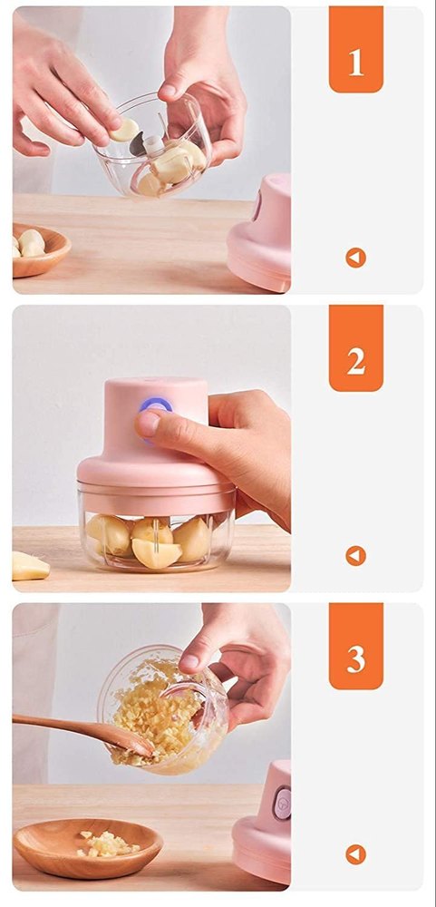 Electric Mini Garlic & Vegetable Chopper – 250ml USB Rechargeable Food Processor
